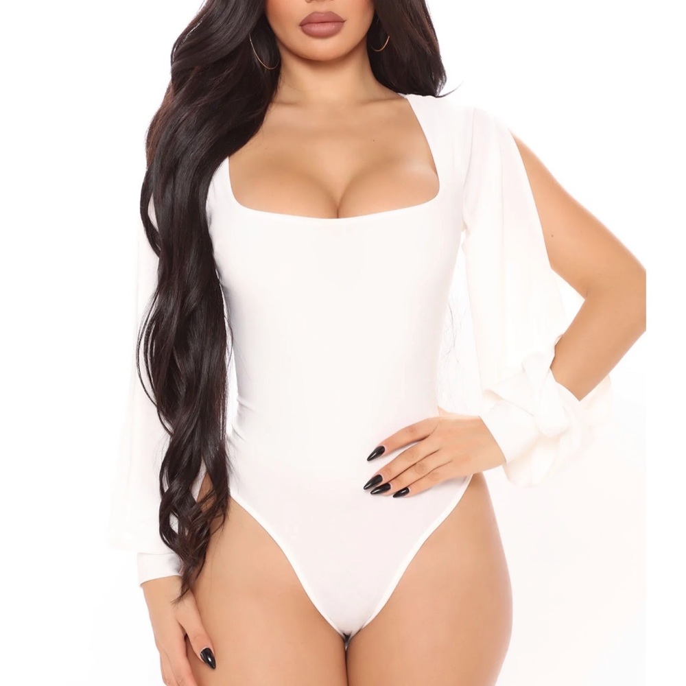Split Sleeve White Bodysuit